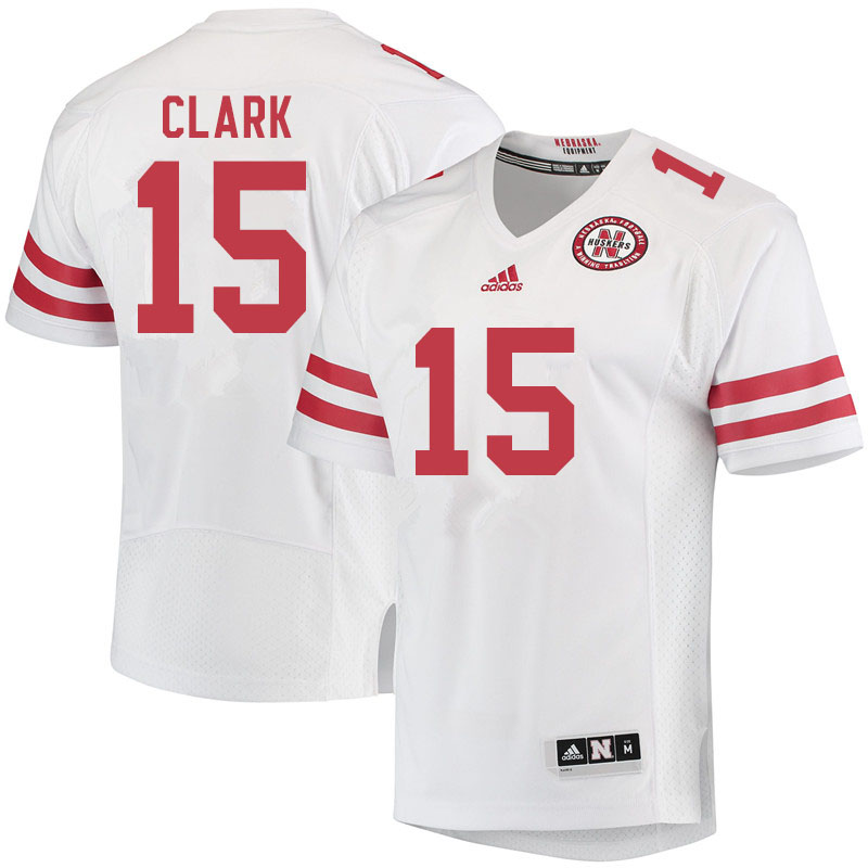 Men #15 Braxton Clark Nebraska Cornhuskers College Football Jerseys Sale-White - Click Image to Close